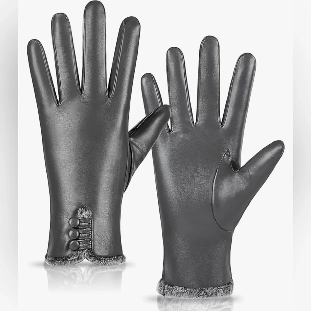 NWT Leather Gloves PU Cashmere Lined, Touchscreen MULTI SIZES AND Colors